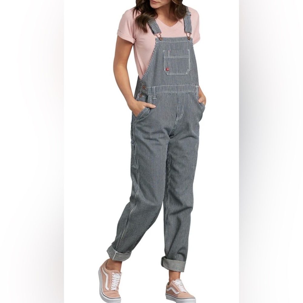 NWOT Dickies Women's Relaxed Fit Bib Overalls - Hickory Stripe